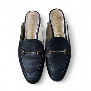 Black Leather Loafer Slides